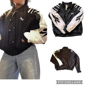 Vintage 90’s Reebok Black/White Windbreaker Jacket